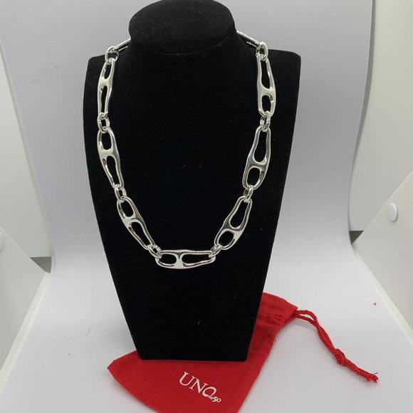 UNO de 50 Necklace BE CONNECTED NECKLACE silver-plated metal large organic link - Picture 1 of 5